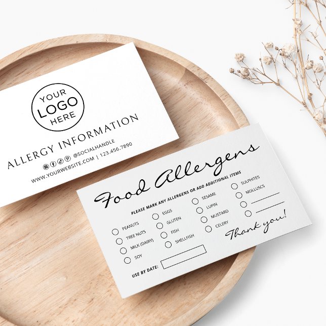 Tarjeta de alérgenos de comida minimalista (Subido por el creador)