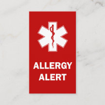 Tarjeta de alerta de alergia de personalizable