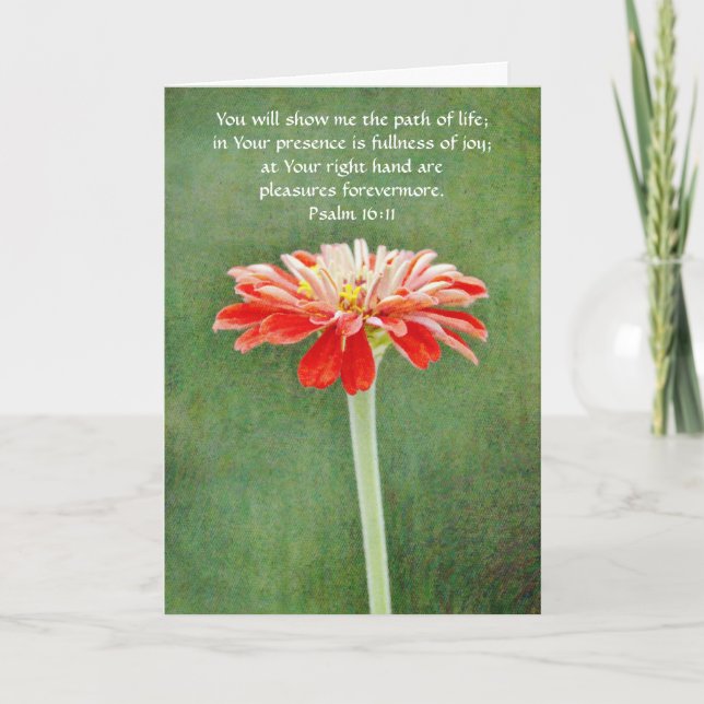 Tarjeta de aliento de flores de fe Zinnia (Anverso)