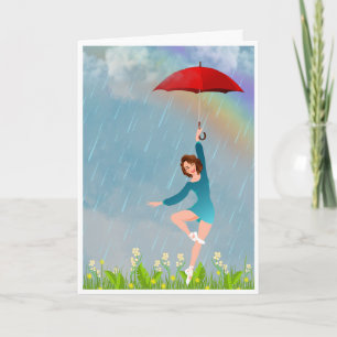 Tarjeta de aliento para bailar en lluvia