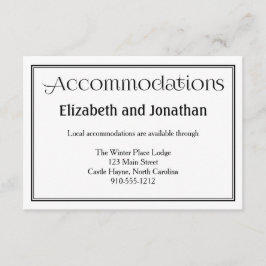 Tarjeta de alojamiento Boda blanco y negro