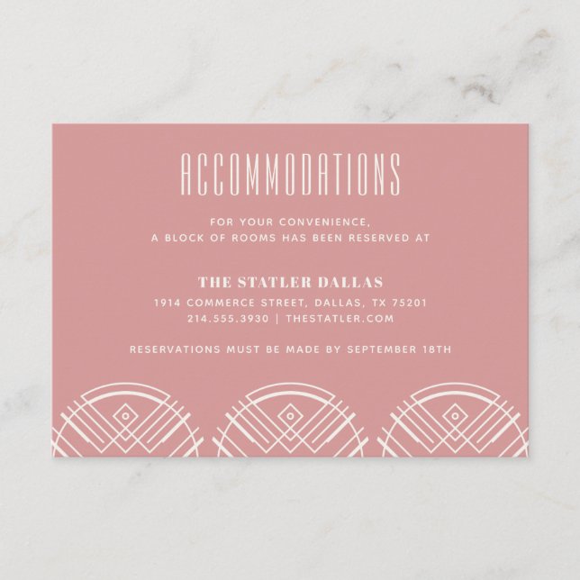 Tarjeta de alojamiento Boda Deco Scallops - Rosa (Anverso)