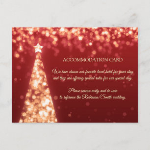Tarjeta de alojamiento Boda Gold & Red Chiristmas