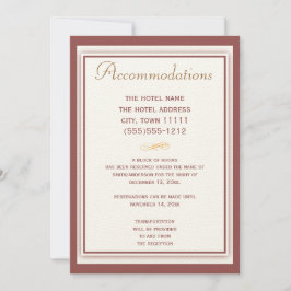 Tarjeta de alojamiento Boda Marsala