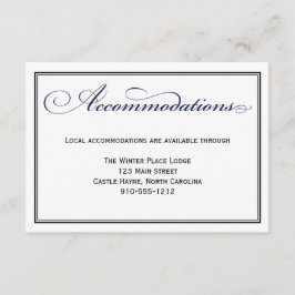 Tarjeta de alojamiento Boda Navy Blue Script