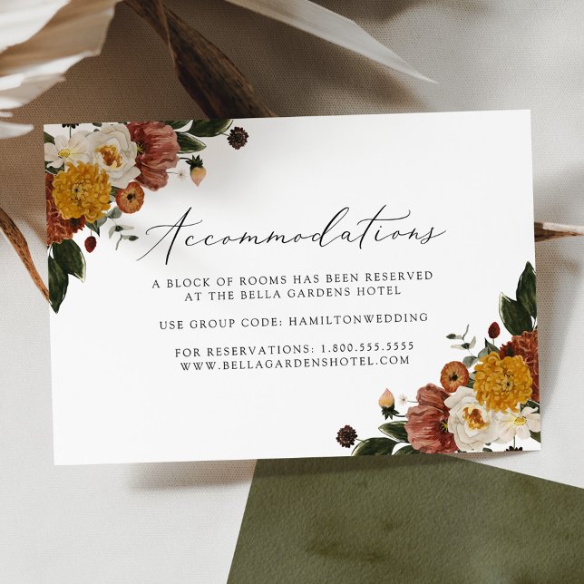 Tarjeta de alojamiento Boho Autumn Floral Boda (Subido por el creador)