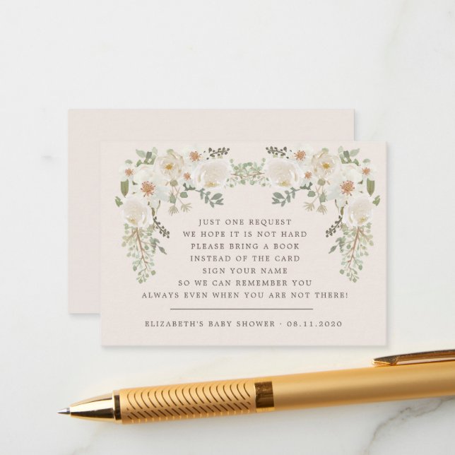 Tarjeta De Alojamiento De Baby Shower Floral Elega (Anverso/Reverso In Situ)