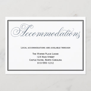 Tarjeta de alojamiento de boda azul pizarra
