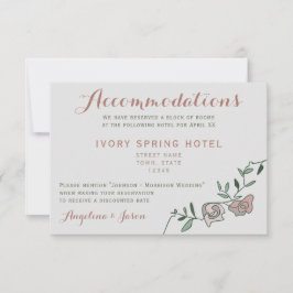 Tarjeta de Alojamiento de Boda Floral Dusty Rose
