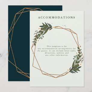 tarjeta de alojamiento de boda geométrica floral