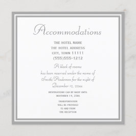 Tarjeta de Alojamiento de Boda Gris Pálido