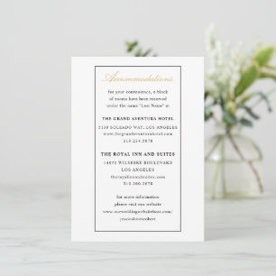 Tarjeta de alojamiento de boda personalizada que s