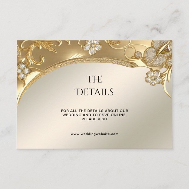 Tarjeta De Alojamiento De Detalle Ornate De Oro (Anverso)