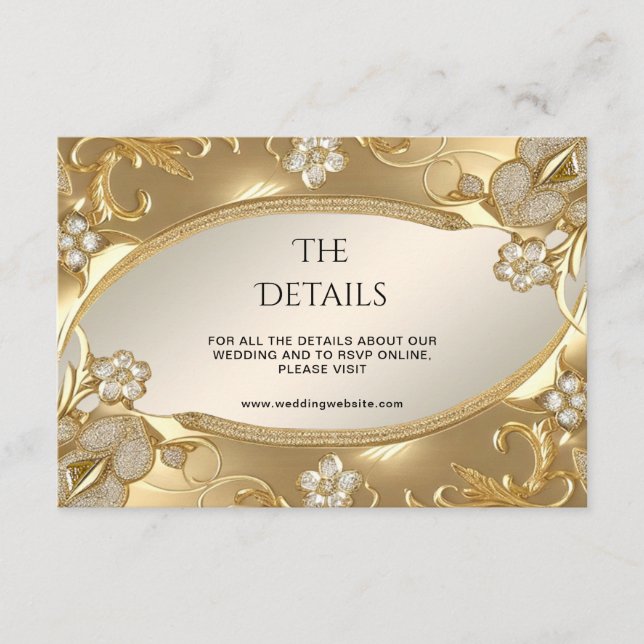 Tarjeta De Alojamiento De Detalle Ornate De Oro (Anverso)