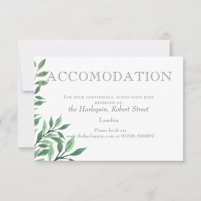TARJETA DE ALOJAMIENTO DE Foliage Bouquet (Anverso)