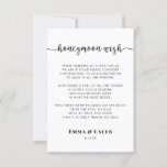 Tarjeta De Alojamiento De Honeymoon<br><div class="desc">Moderna caligrafía Boda Luna de Miel Cuidados en el recinto. Personalizar con su texto</div>