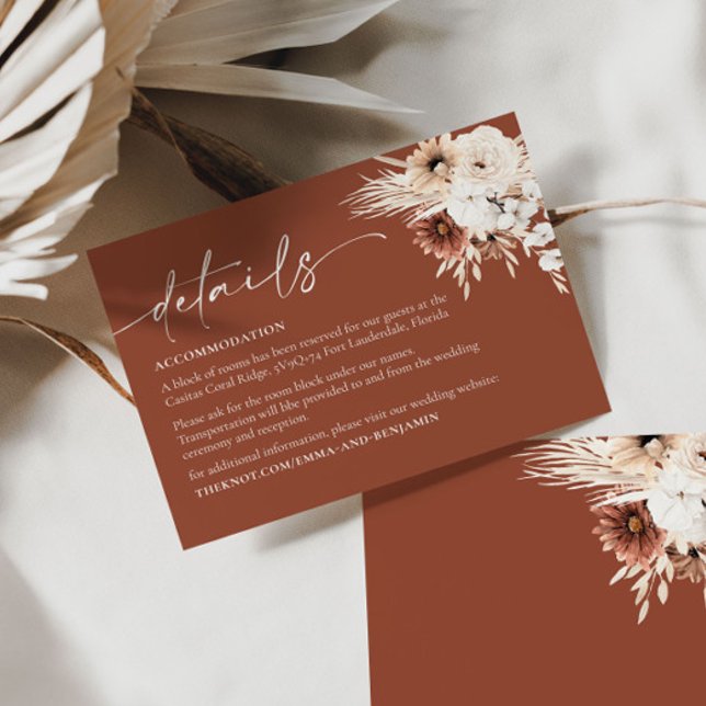 Tarjeta De Alojamiento De Los Bodas Florales Boho (Subido por el creador)