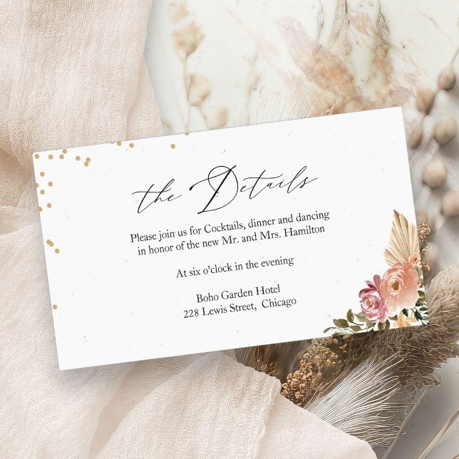 Tarjeta De Alojamiento De Los Bodas Florales Boho (Subido por el creador)