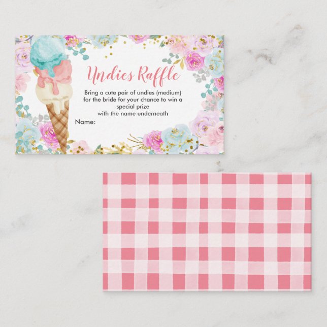 Tarjeta De Alojamiento De Pastel Ice Cream Undies  (Anverso / Reverso)