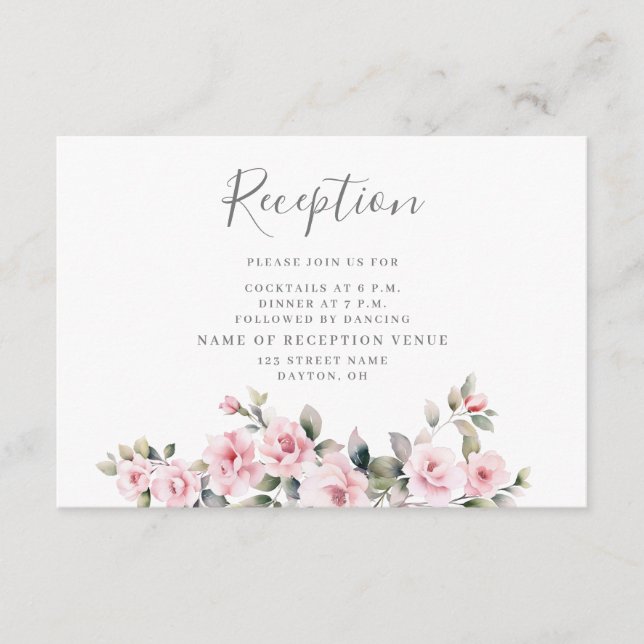 Tarjeta De Alojamiento De Recepción De Boda Floral (Anverso)