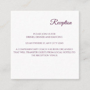 Tarjeta De Alojamiento De Recepción De Boda Morada