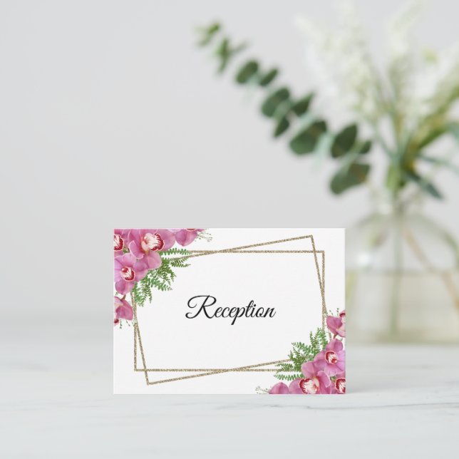 Tarjeta De Alojamiento De Recepción Floral Rosa (Anverso de pie)