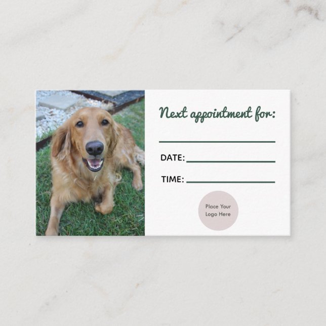 Tarjeta De Alojamiento Doggy Vet De Golden Retriev (Anverso)