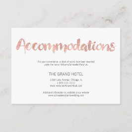 Tarjeta de alojamiento moderna Rosa Gold Love Boda