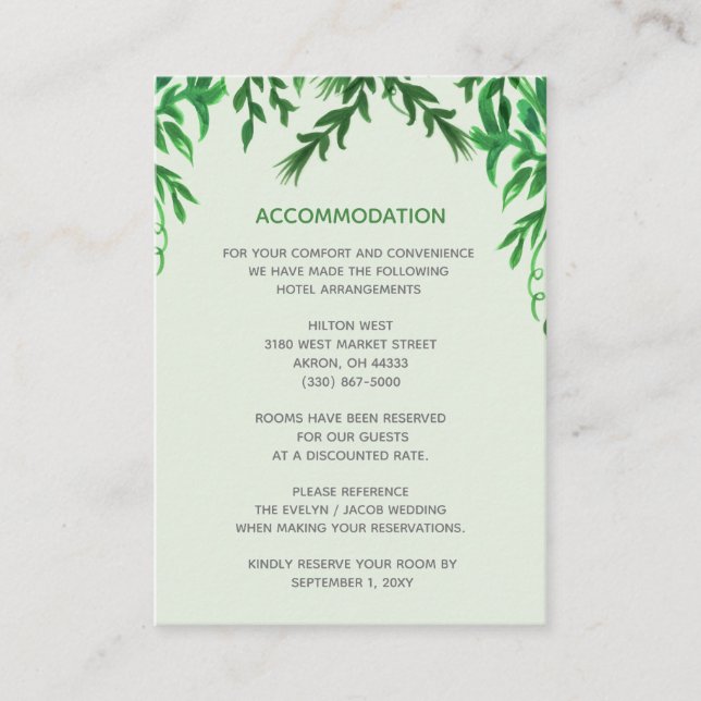 Tarjeta de alojamiento Monograma para la vegetació (Anverso)