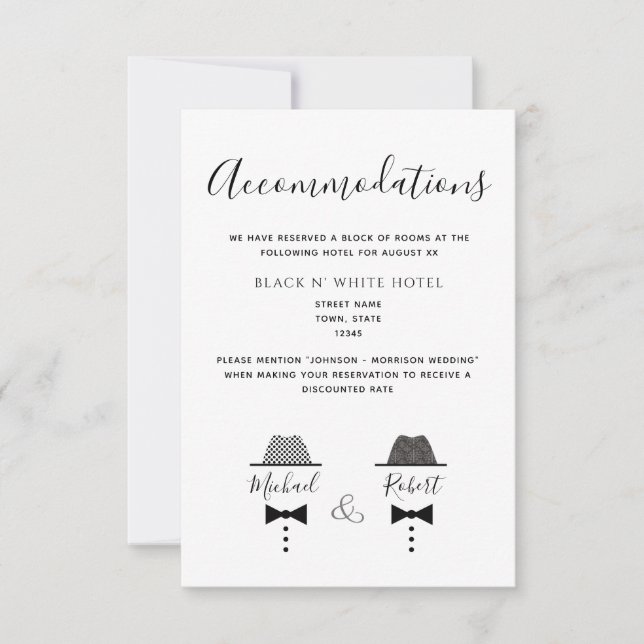 Tarjeta de alojamiento para Boda gay (Anverso)