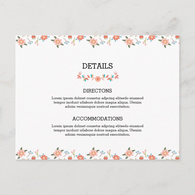 Tarjeta de alojamiento para bodas (Anverso)