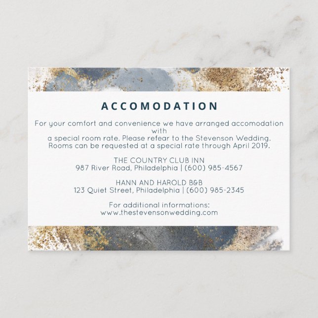 tarjeta de alojamiento para bodas (Anverso)