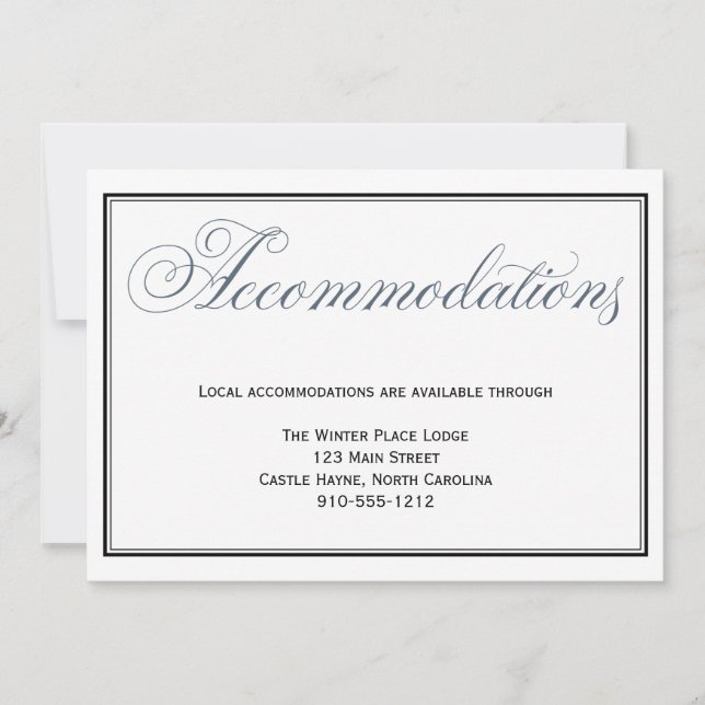 Tarjeta de alojamiento para Bodas azules de pizarr (Anverso)