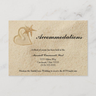 Tarjeta de alojamiento para bodas de destino de pl