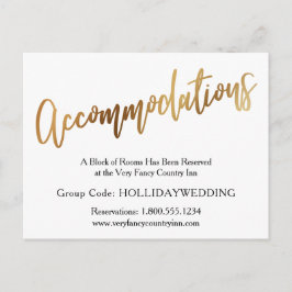 Tarjeta de alojamiento para Bodas Gold & Bokeh