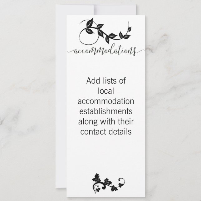 Tarjeta de Alojamiento para Celebración de Boda (Anverso)
