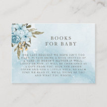 Tarjeta De Alojamiento Para Libros Florales Azules