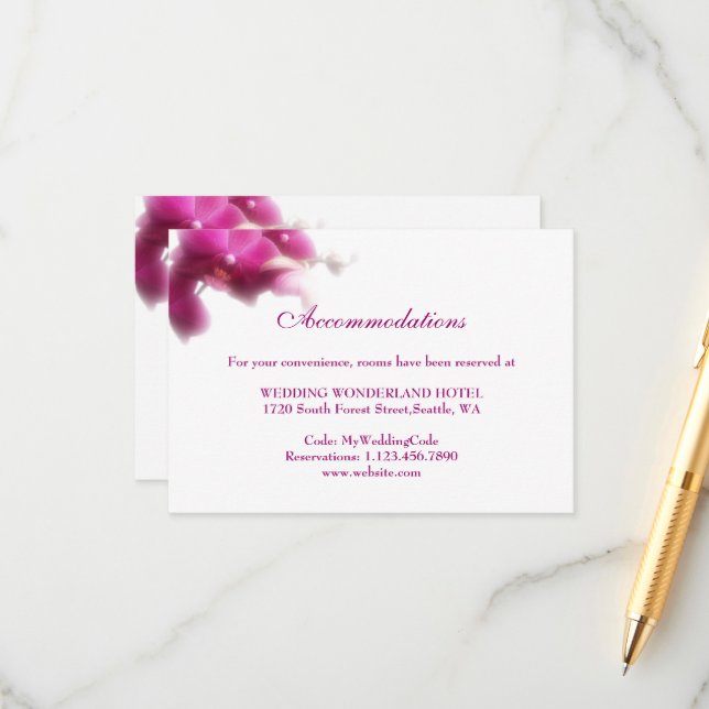 Tarjeta De Alojamiento Para Orquídeas Rosa (Anverso/Reverso In Situ)