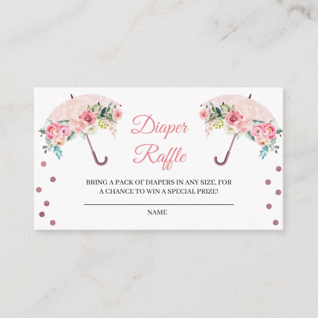 Tarjeta De Alojamiento Raffle De Paraguas Rosa (Anverso)