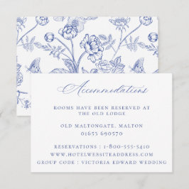 Tarjeta de alojamiento Regency Blue Floral Boda
