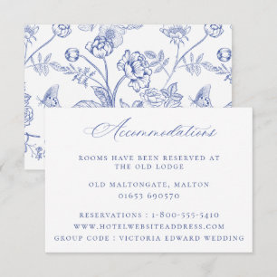 Tarjeta de alojamiento Regency Blue Floral Boda