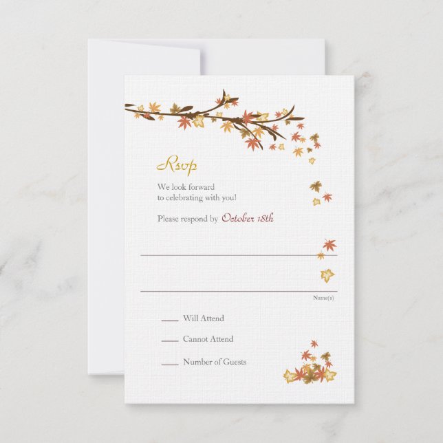 Tarjeta De Alojamiento Rsvp Rustic Fall (Anverso)