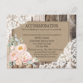 Tarjeta de alojamiento Rustic Peony Floral Wood La