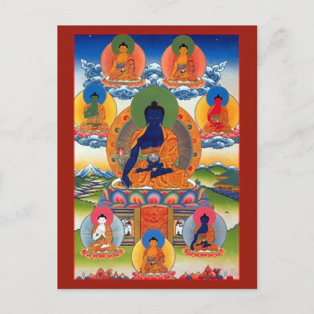 Tarjeta de Altar Budista Tibetano de Medicina Buda (Anverso)