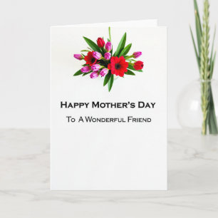 Tarjeta de Amiga de Flores Rayadas