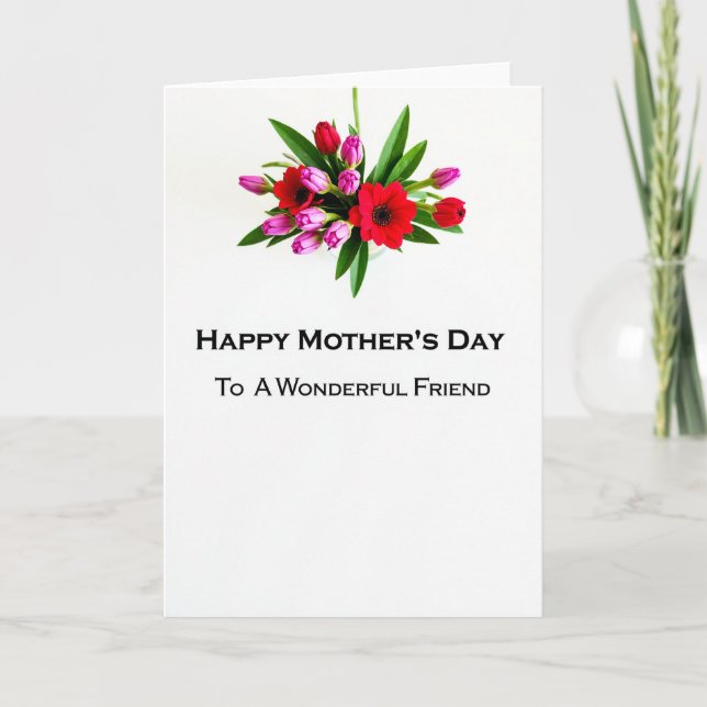 Tarjeta de Amiga de Flores Rayadas (Anverso)
