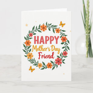 Tarjeta de amiga feliz a rayas de madres