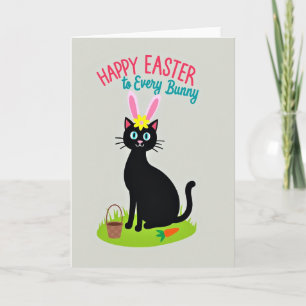 Tarjeta de amiga gatita feliz de Pascua