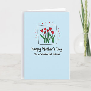 Tarjeta de Amiga Madre Flor de Cerezos Rojos