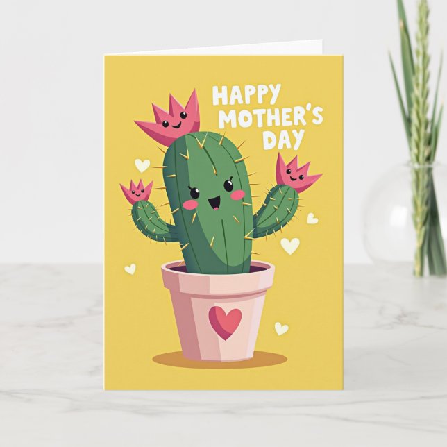 Tarjeta de amigo de cactus feliz (Anverso)